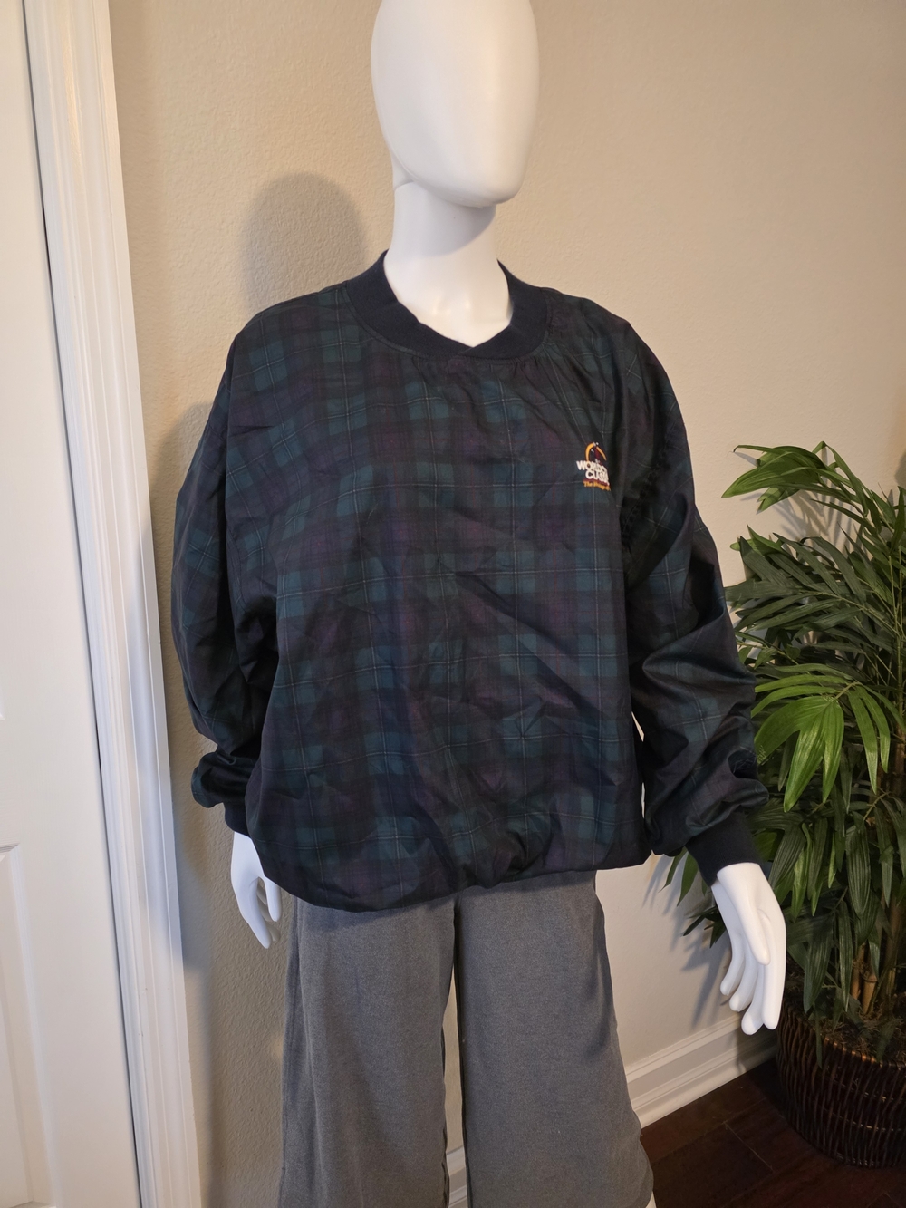 Plaid  Harbour Town Golf Embroider Logos ROCHE Windbreaker - Green/Blue Size Lrg